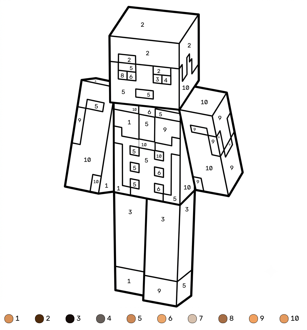 divertidas páginas para colorear Strong Man Minecraft coloring by numbers