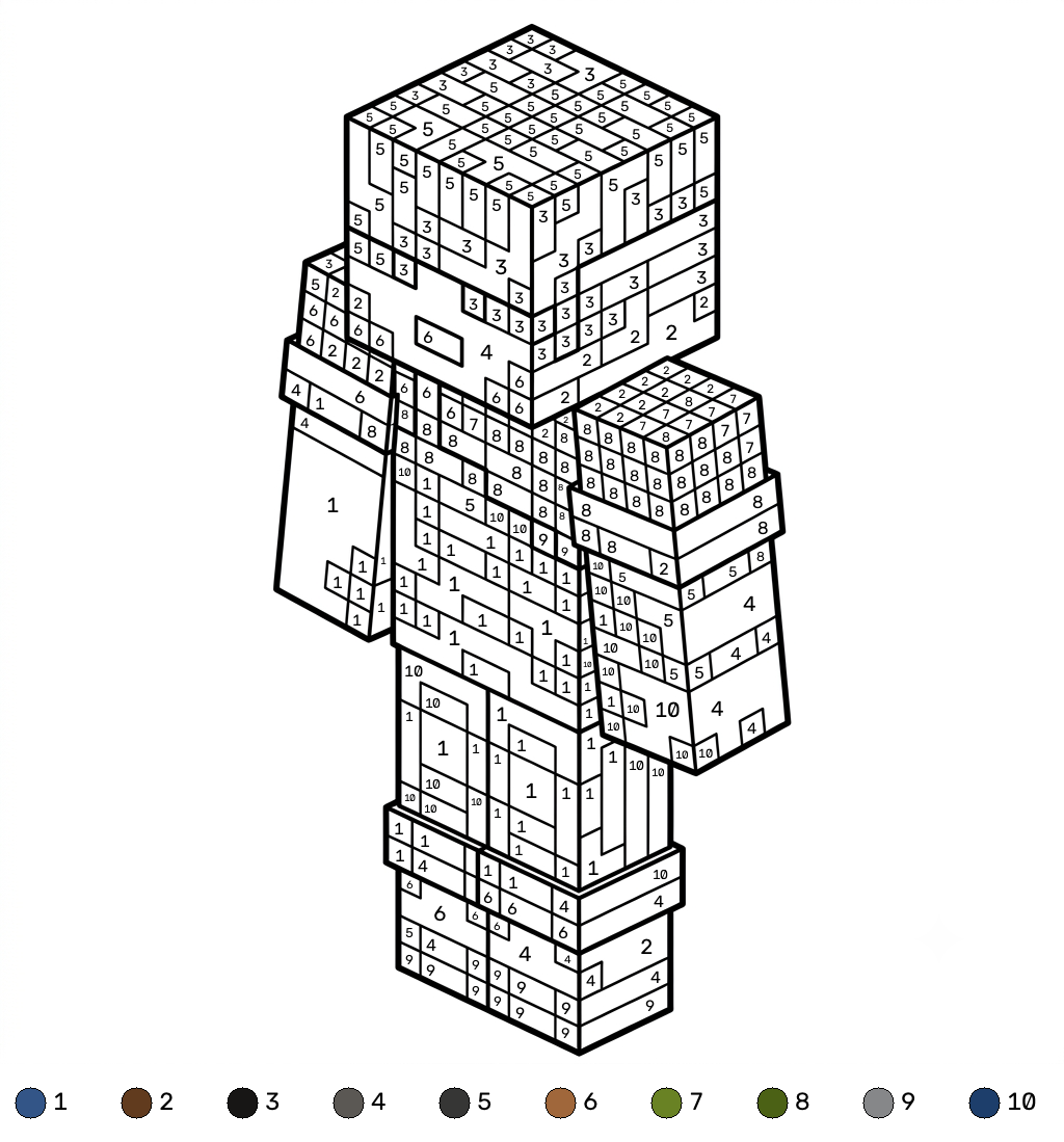 Sunny Minecraft coloring by numbers dibujos para colorear grinch