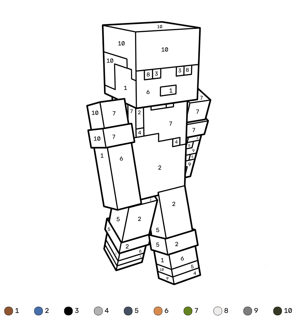 Sunny Minecraft coloring by numbers para colorear