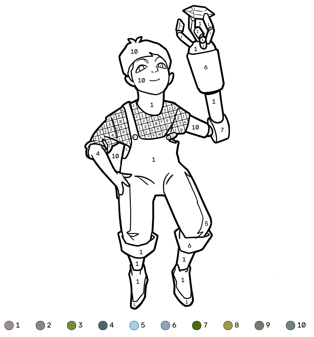 Sunny Minecraft coloring by numbers páginas para colorear para niños
