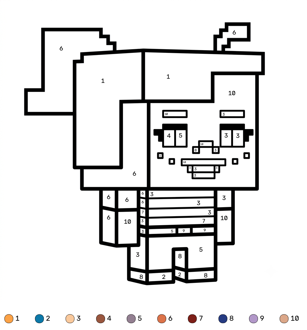 Tiny Agnes Minecraft 9 páginas para colorear Tiny Agnes Minecraft coloring by numbers gratis