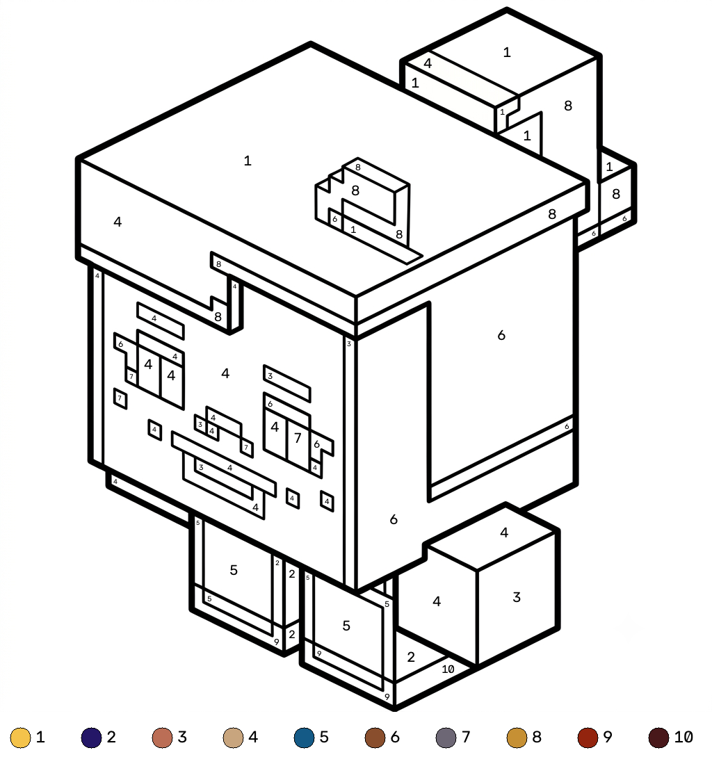 Tiny Agnes Minecraft 15 Tiny Agnes Minecraft coloring by numbers páginas para colorear de adornos