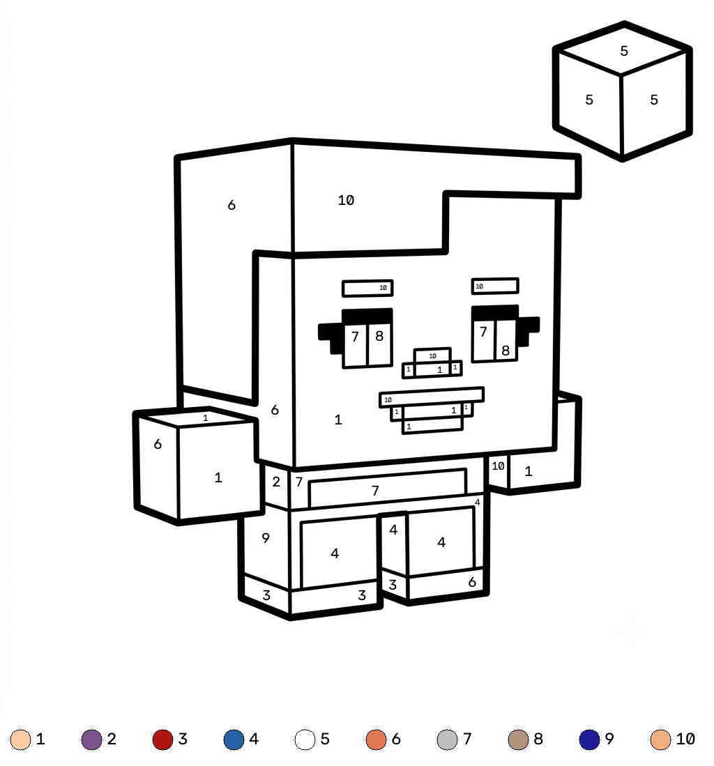 Tiny Agnes Minecraft 13 Tiny Agnes Minecraft coloring by numbers páginas para colorear para imprimir