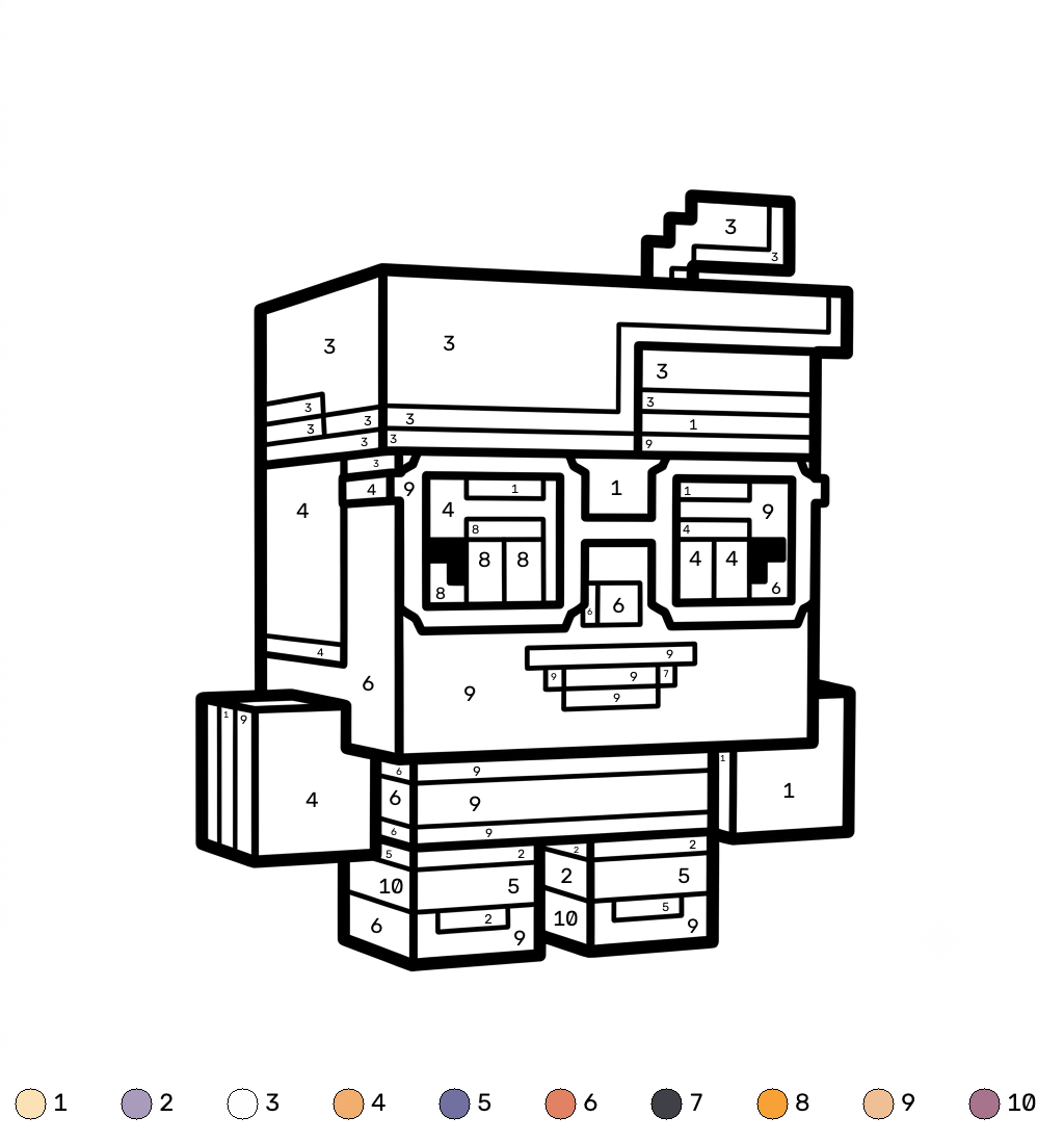 Tiny Agnes Minecraft 12 páginas para colorear Tiny Agnes Minecraft coloring by numbers imprimibles gratis