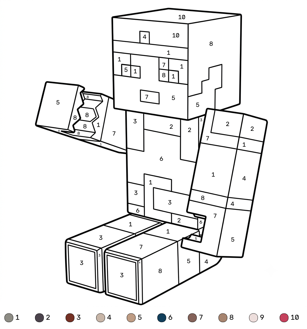 páginas para colorear para imprimir gratis Valorie Minecraft coloring by numbers
