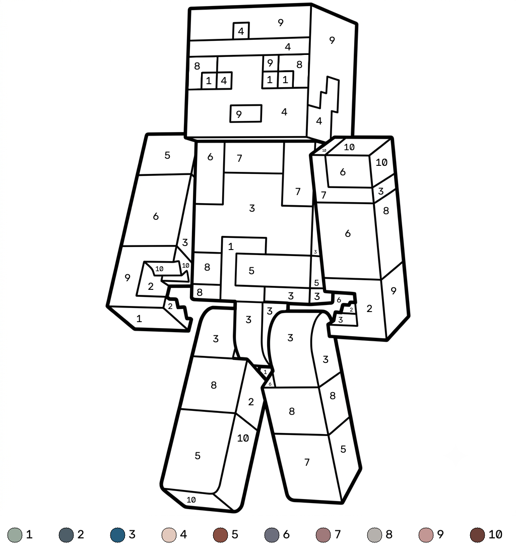 páginas para colorear Valorie Minecraft coloring by numbers imprimibles gratis