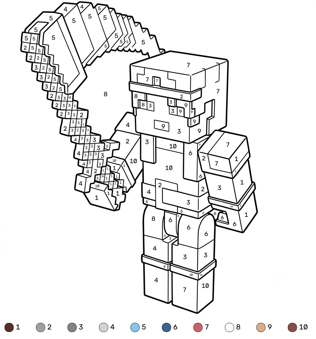 Valorie Minecraft coloring by numbers páginas para colorear pdf