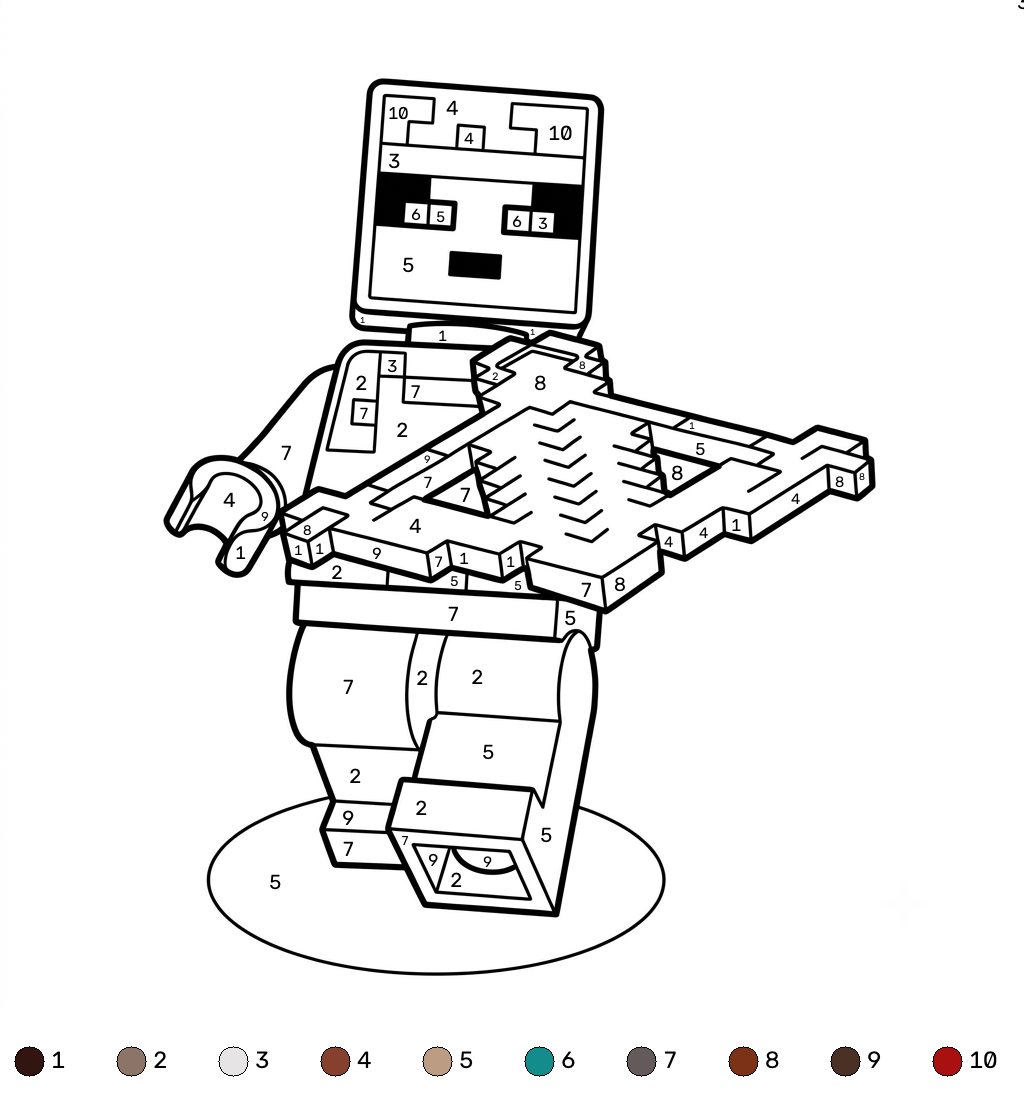 Valorie Minecraft coloring by numbers páginas para colorear para adultos