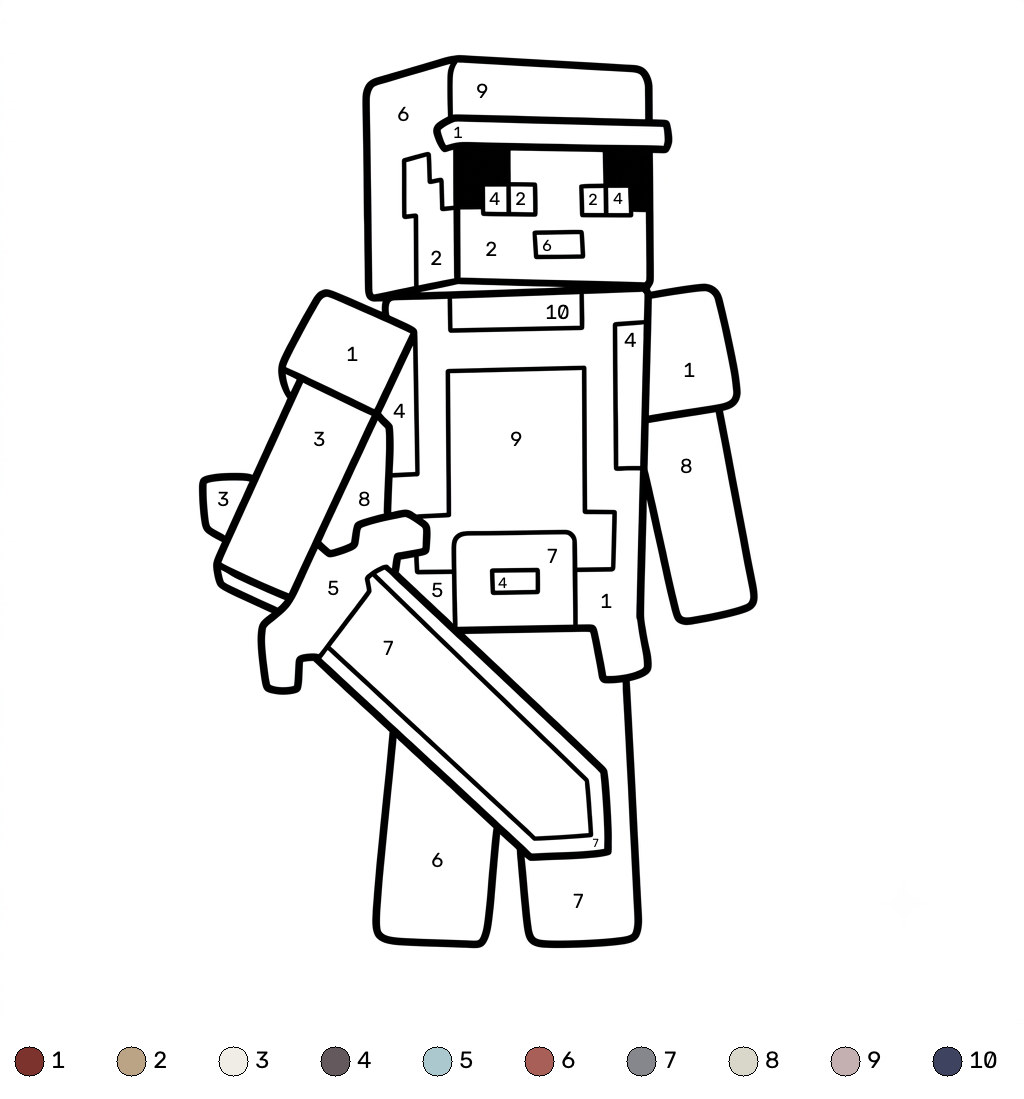 Valorie Minecraft coloring by numbers dibujos para colorear