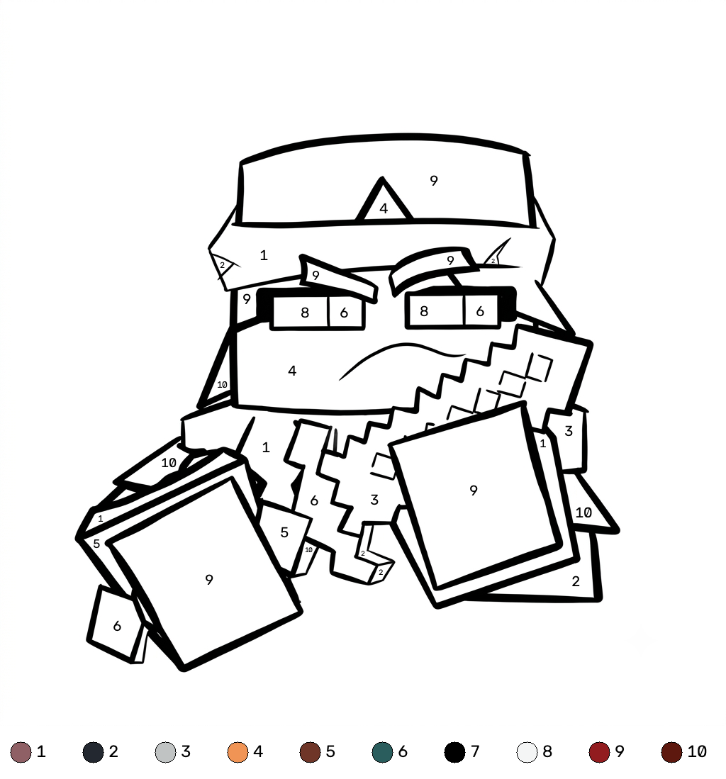 niños Valorie Minecraft coloring by numbers páginas para colorear