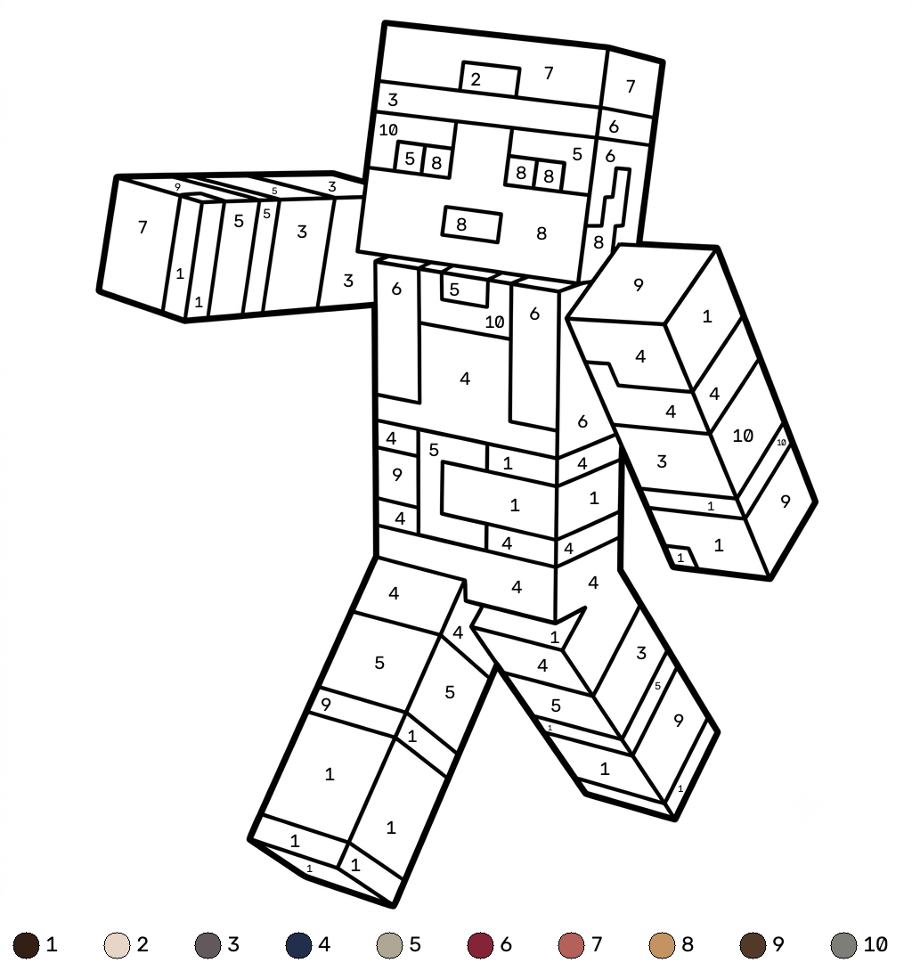 páginas para colorear de preescolar Valorie Minecraft coloring by numbers