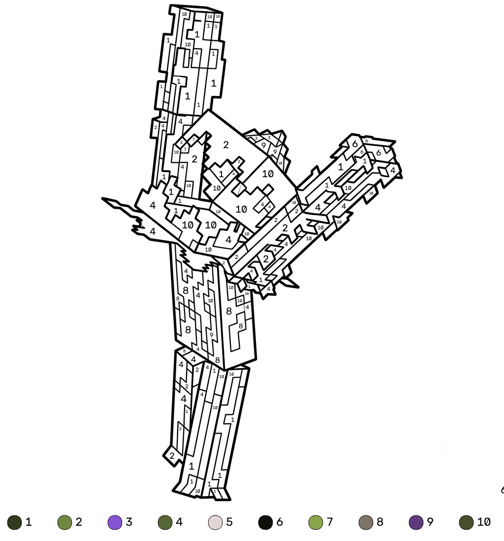 lindas páginas para colorear Whisperer Minecraft coloring by numbers