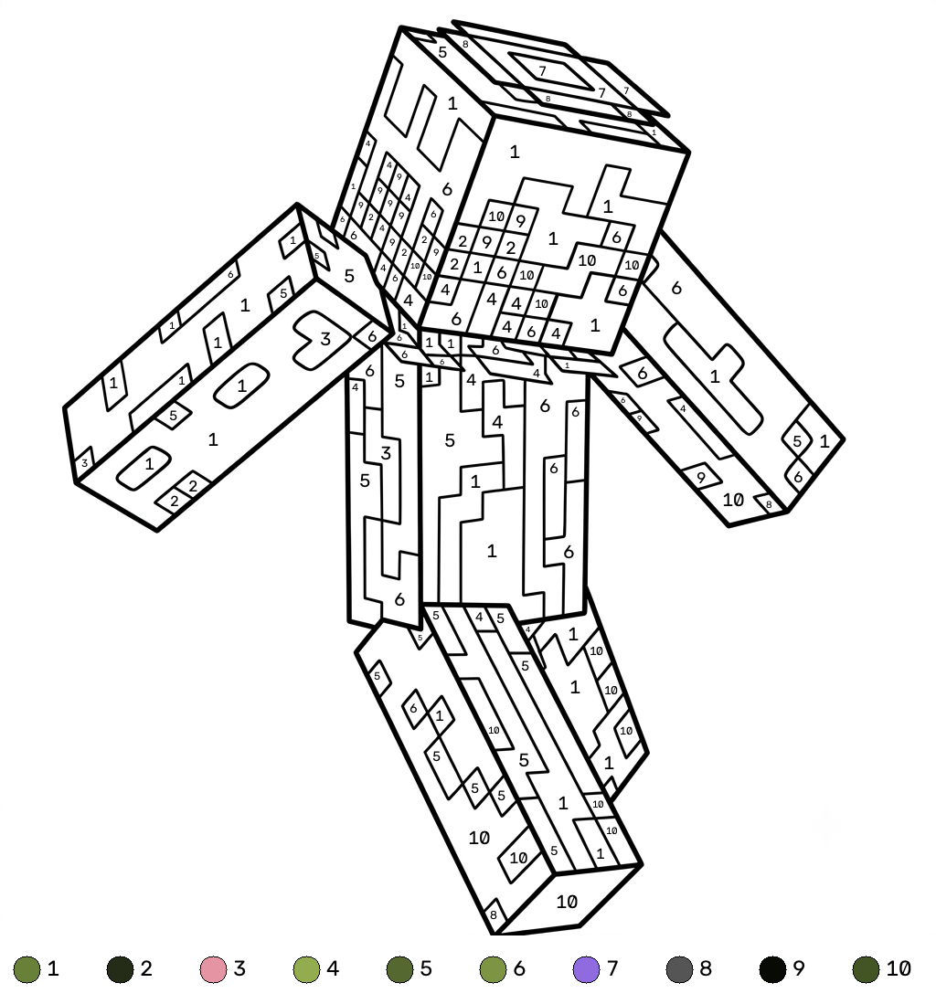 Whisperer Minecraft coloring by numbers páginas para colorear de adornos