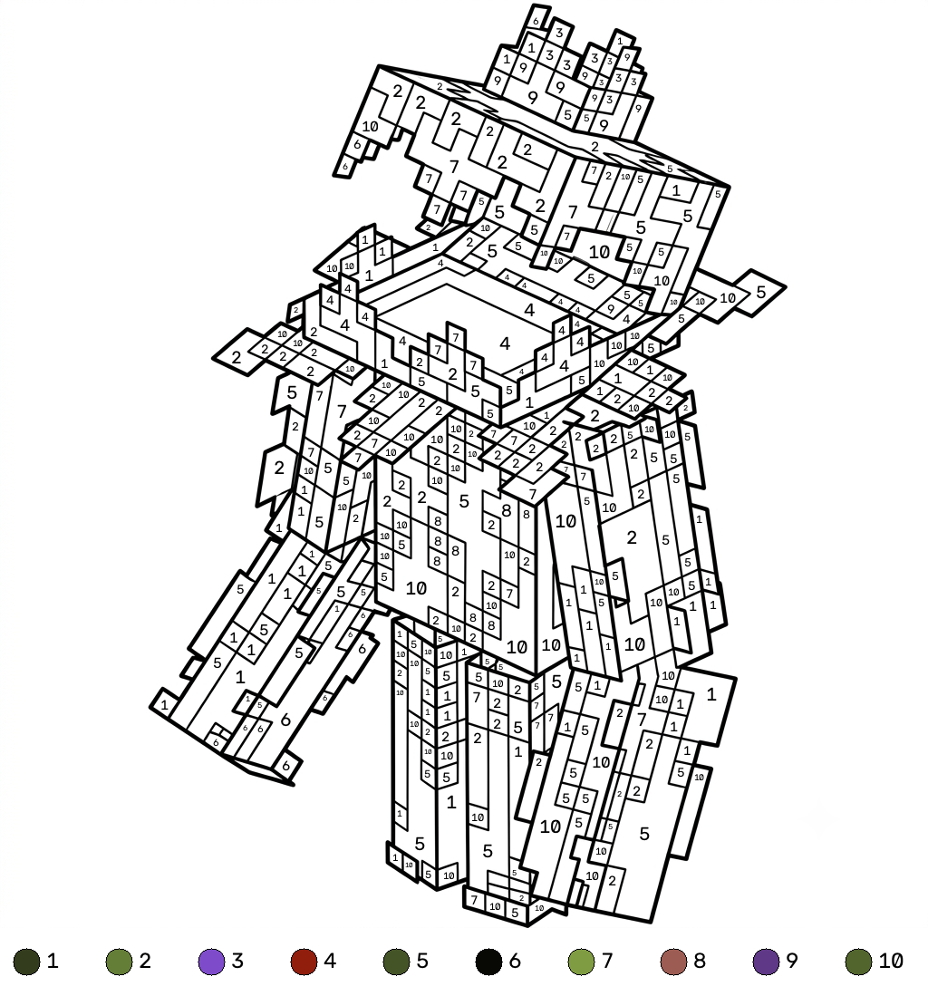 dibujos para colorear grinch Whisperer Minecraft coloring by numbers 1