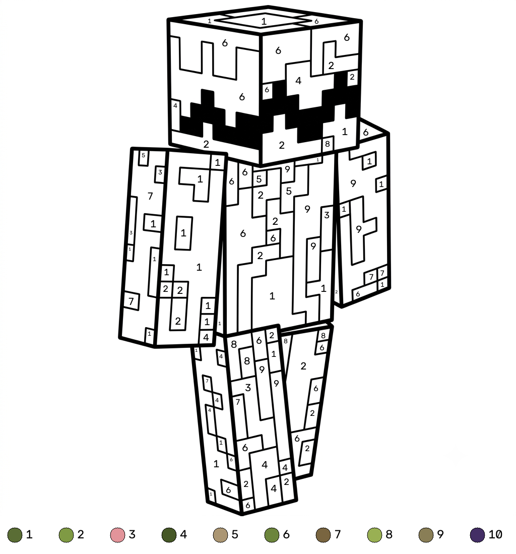 páginas para colorear gratis Whisperer Minecraft coloring by numbers para adultos