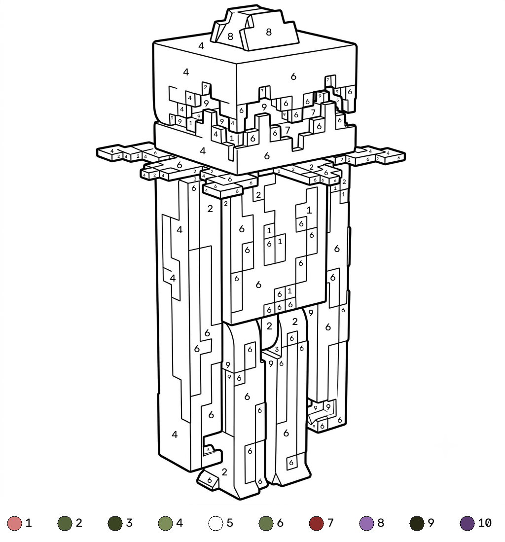 Whisperer Minecraft coloring by numbers adornos para colorear