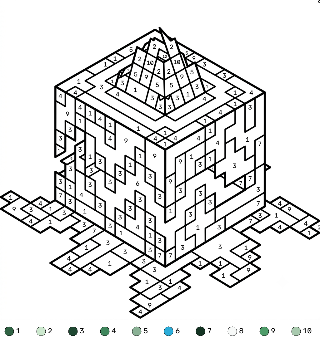 Whisperer Minecraft coloring by numbers páginas para colorear pdf