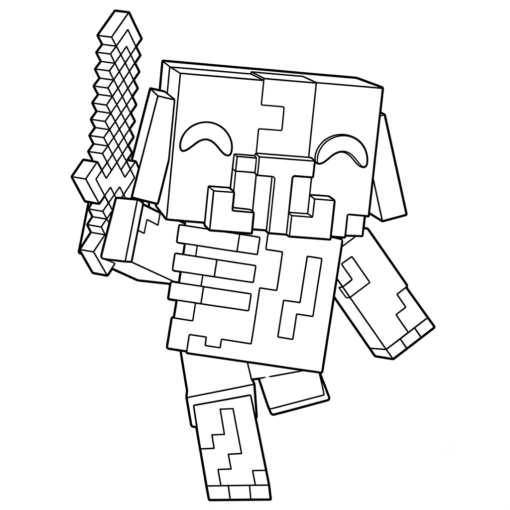páginas para colorear imprimibles gratis Zombified Piglin Minecraft