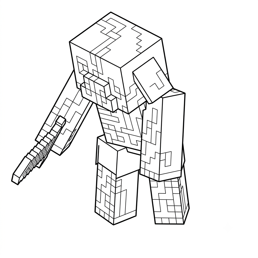 páginas para colorear gratis Zombified Piglin Minecraft
