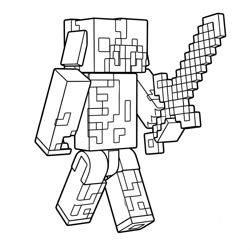 páginas para colorear Zombified Piglin Minecraft gratis