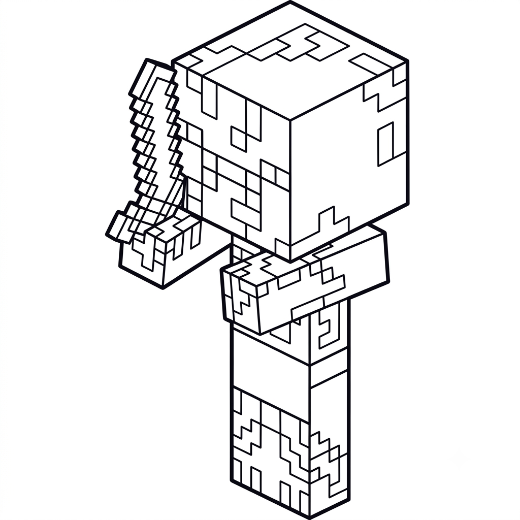 páginas para colorear gratis Zombified Piglin Minecraft pdf