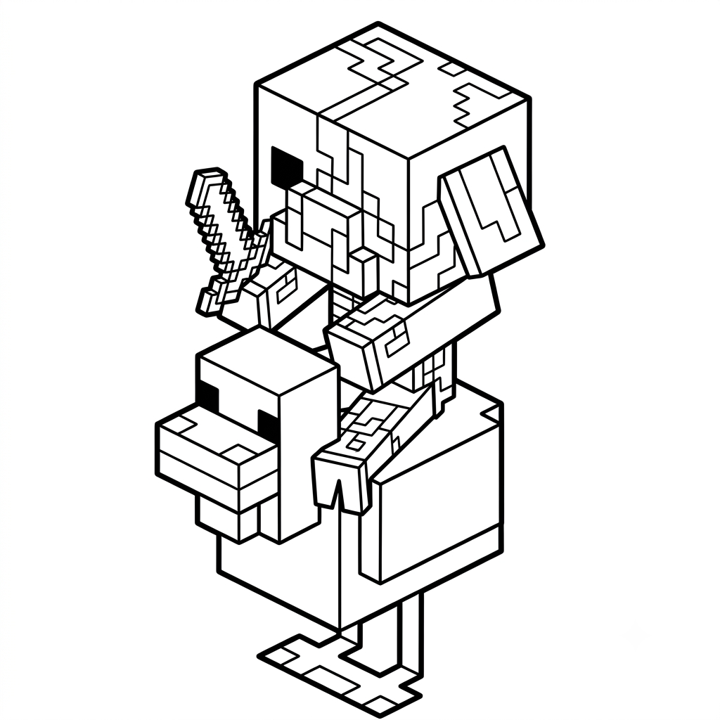 lindas páginas para colorear Zombified Piglin Minecraft