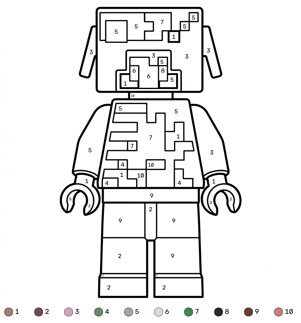 páginas para colorear detalladas de Zombified Piglin Minecraft coloring by numbers