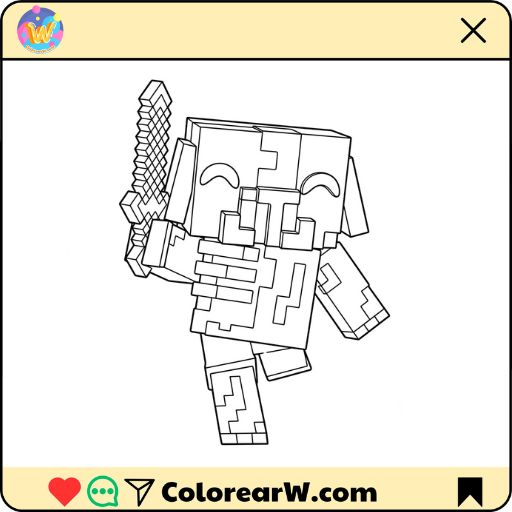 Zombified Piglin Minecraft para colorear thumbnail