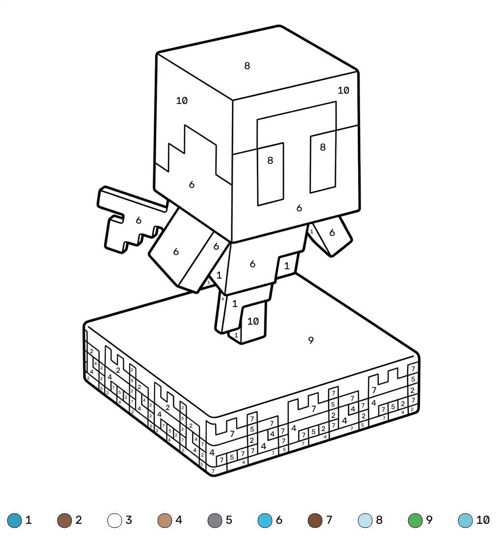 Allay Minecraft 20 Allay Minecraft coloring by numbers páginas para colorear 1