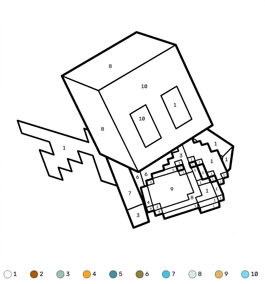 Allay Minecraft 19 Allay Minecraft coloring by numbers páginas para colorear gratis