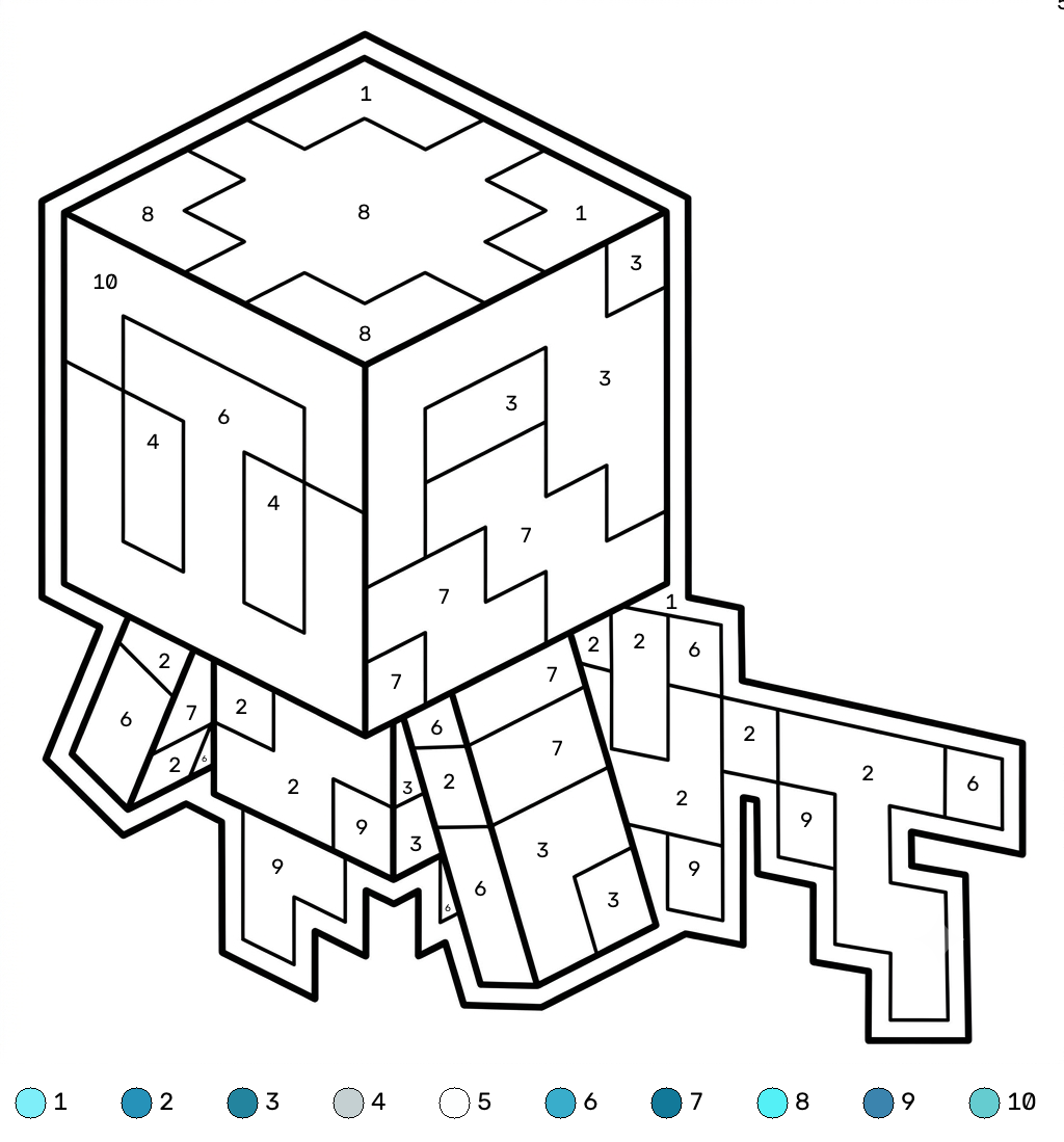 Allay Minecraft 18 Allay Minecraft coloring by numbers páginas para colorear para adultos pdf