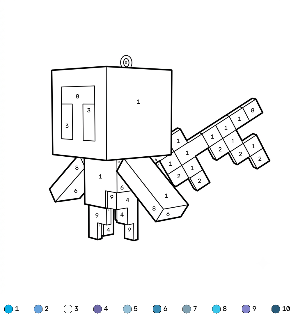 Allay Minecraft 17 páginas para colorear lindas y fáciles de Allay Minecraft coloring by numbers