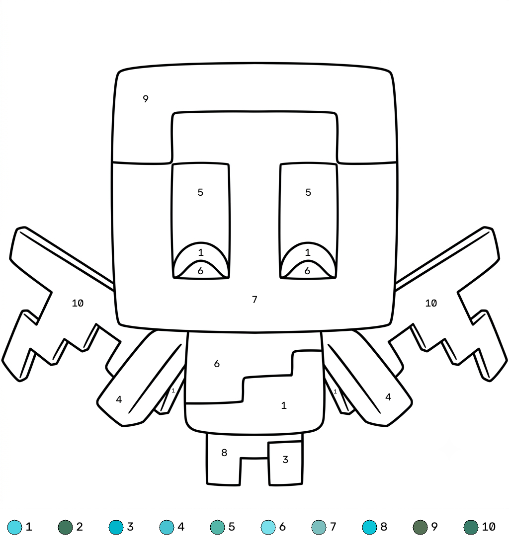 Allay Minecraft 15 páginas para colorear kawaii lindas Allay Minecraft coloring by numbers