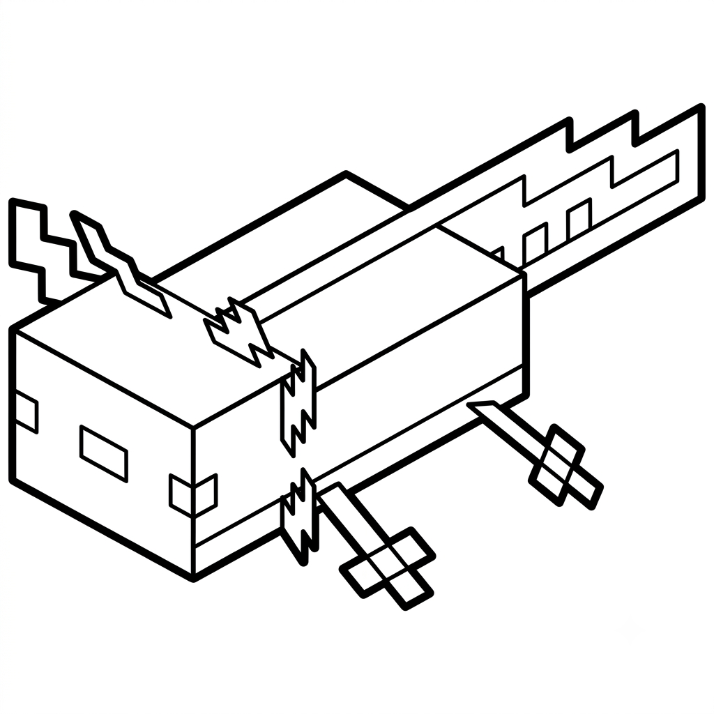 Axolotl Minecraft 3 Axolotl Minecraft páginas para colorear fáciles