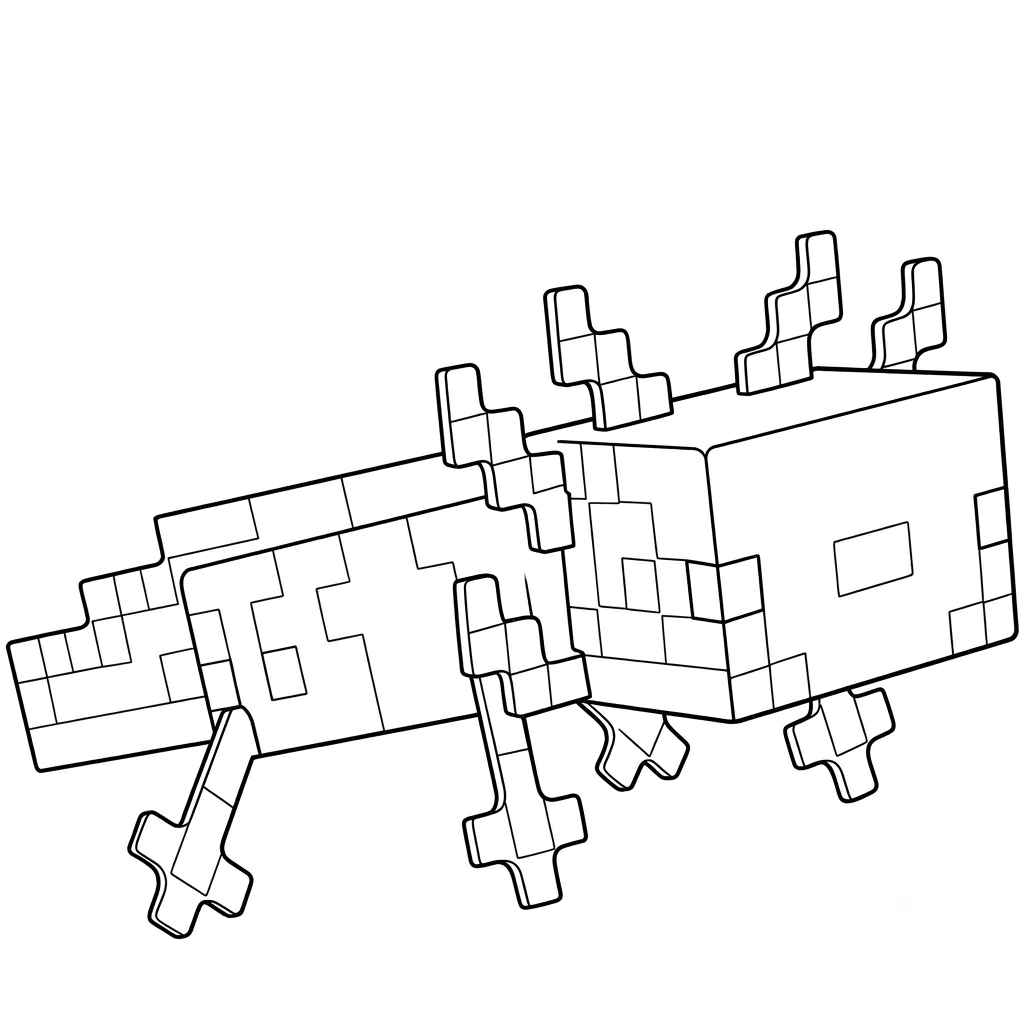 Axolotl Minecraft 4 páginas para colorear Axolotl Minecraft 1