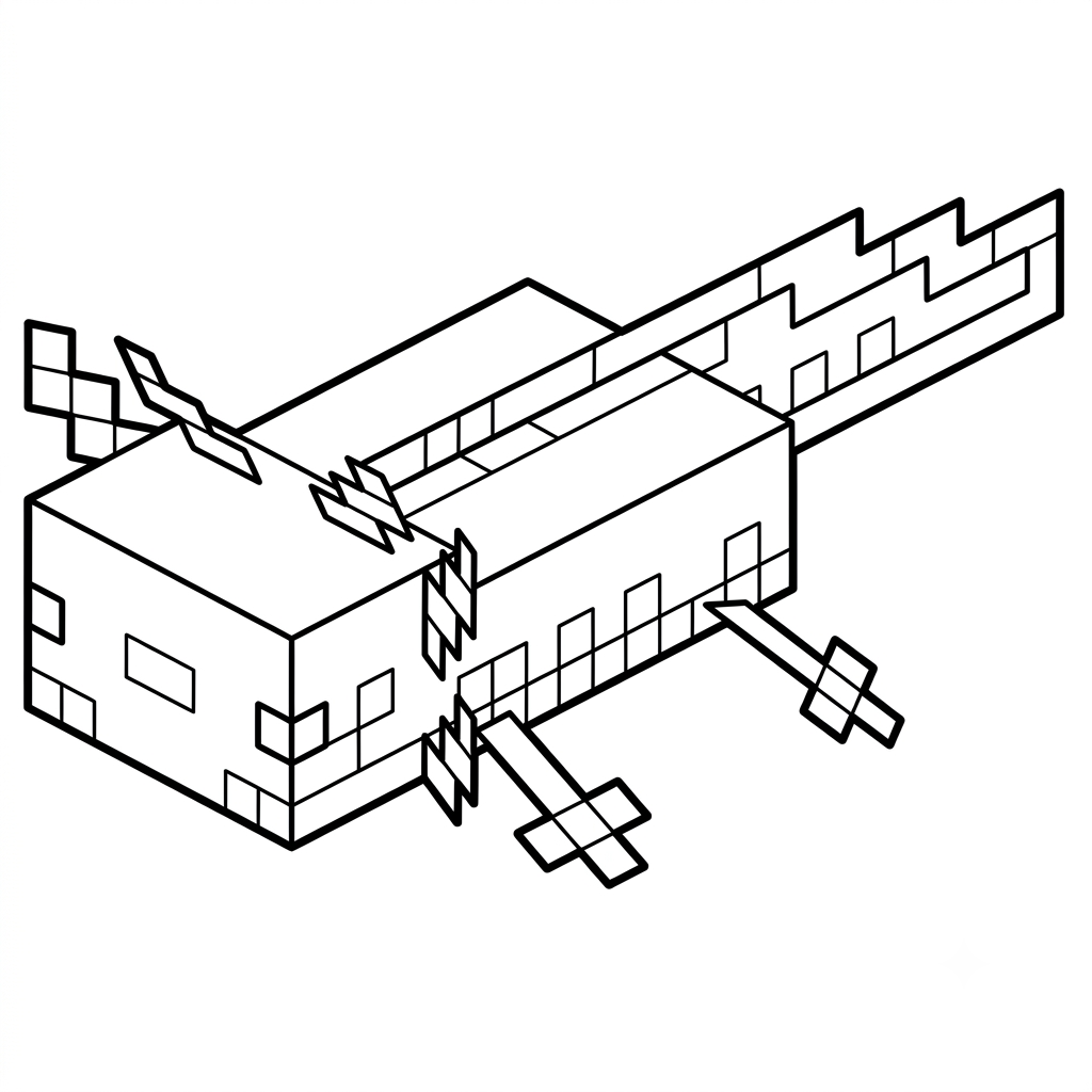 Axolotl Minecraft 2 páginas para colorear Axolotl Minecraft