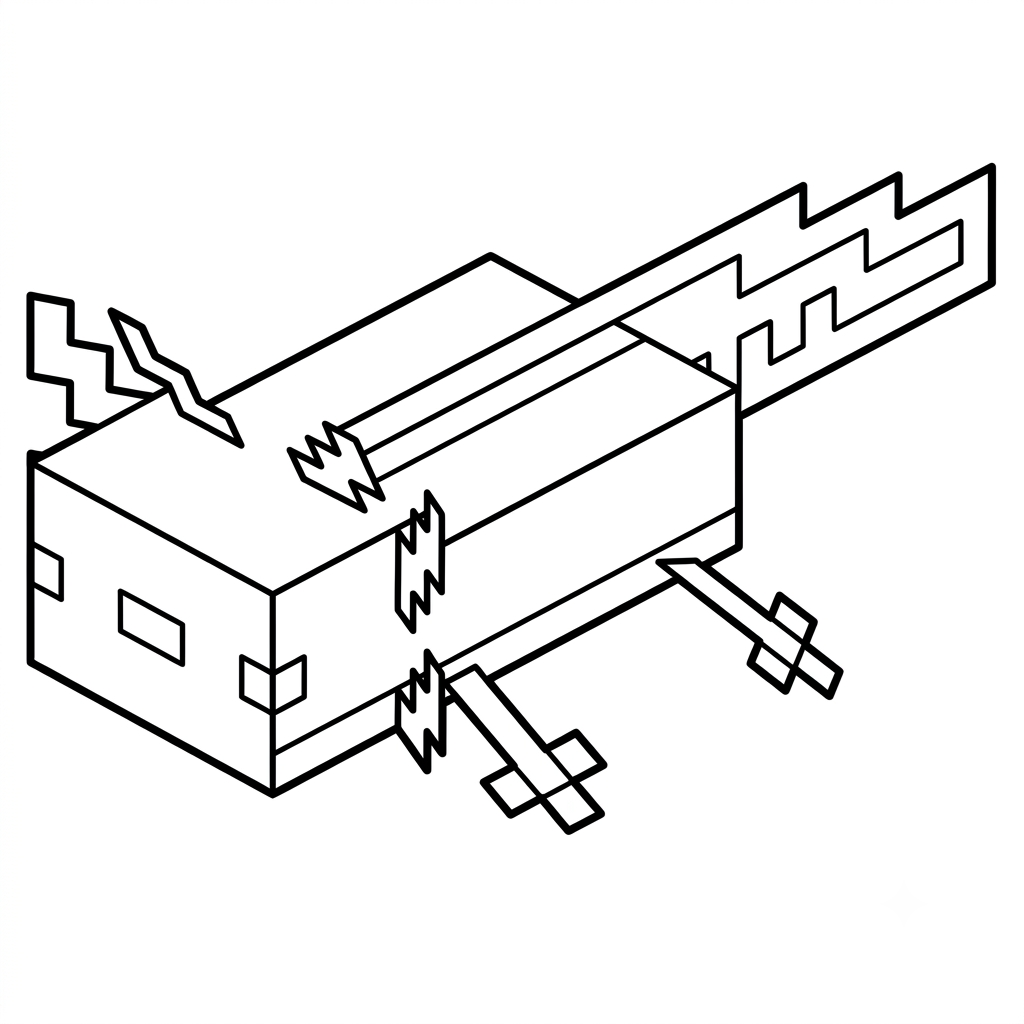 Axolotl Minecraft 11 Axolotl Minecraft páginas para colorear de adornos