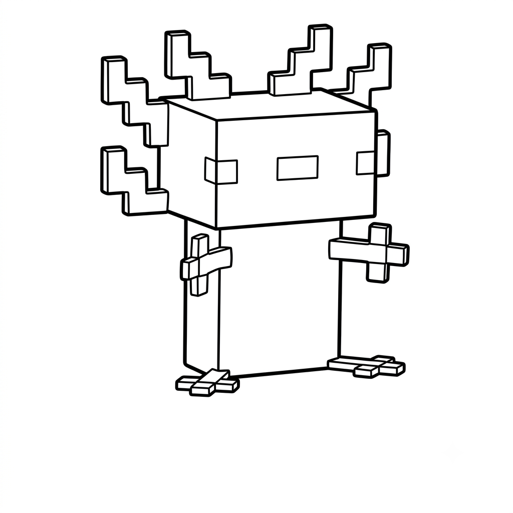 Axolotl Minecraft 10 páginas para colorear detalladas de Axolotl Minecraft