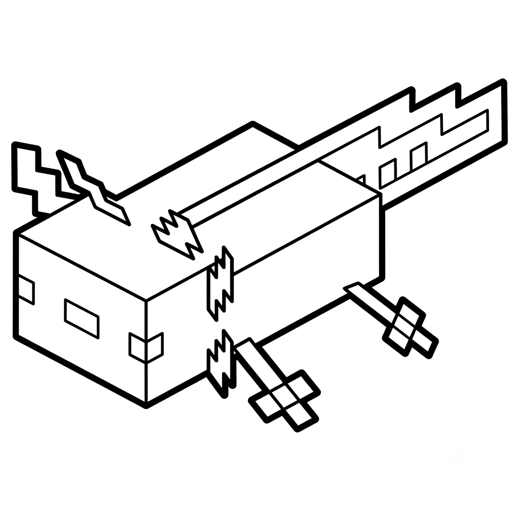 Axolotl Minecraft 9 niños Axolotl Minecraft páginas para colorear