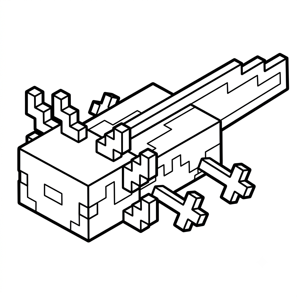 Axolotl Minecraft 5 páginas para colorear Axolotl Minecraft imprimibles gratis