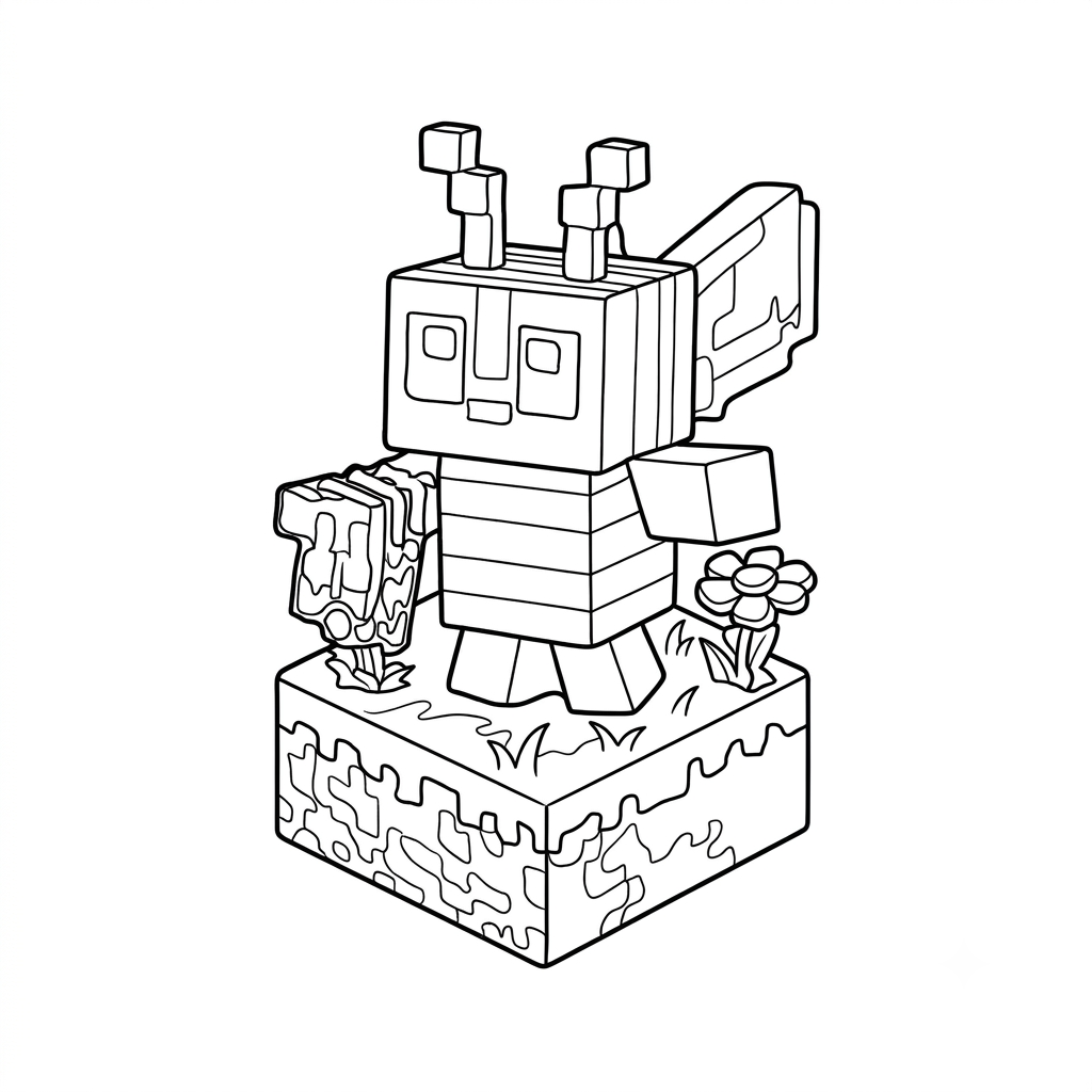 páginas para colorear Bee Minecraft imprimibles gratis
