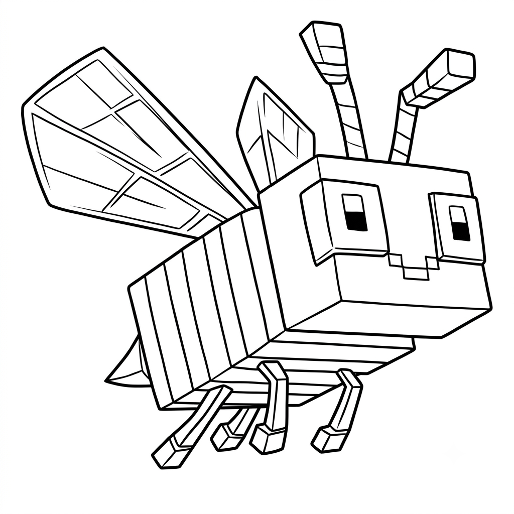 páginas para colorear gratis para adultos Bee Minecraft