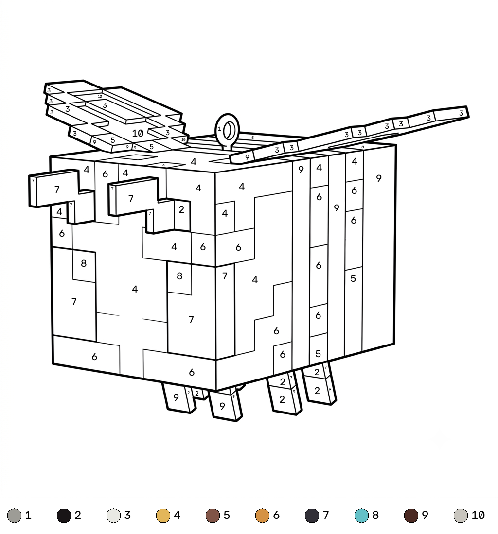páginas para colorear imprimibles Bee Minecraft coloring by numbers para adultos