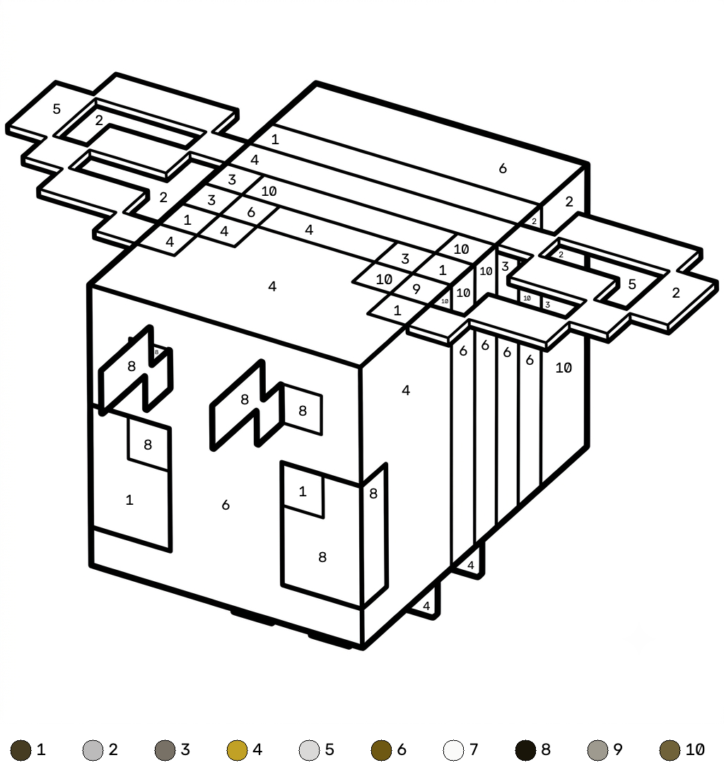 Bee Minecraft coloring by numbers adornos para colorear