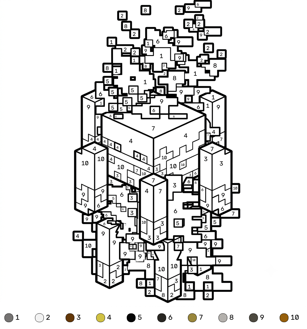 niños Blaze Minecraft coloring by numbers páginas para colorear