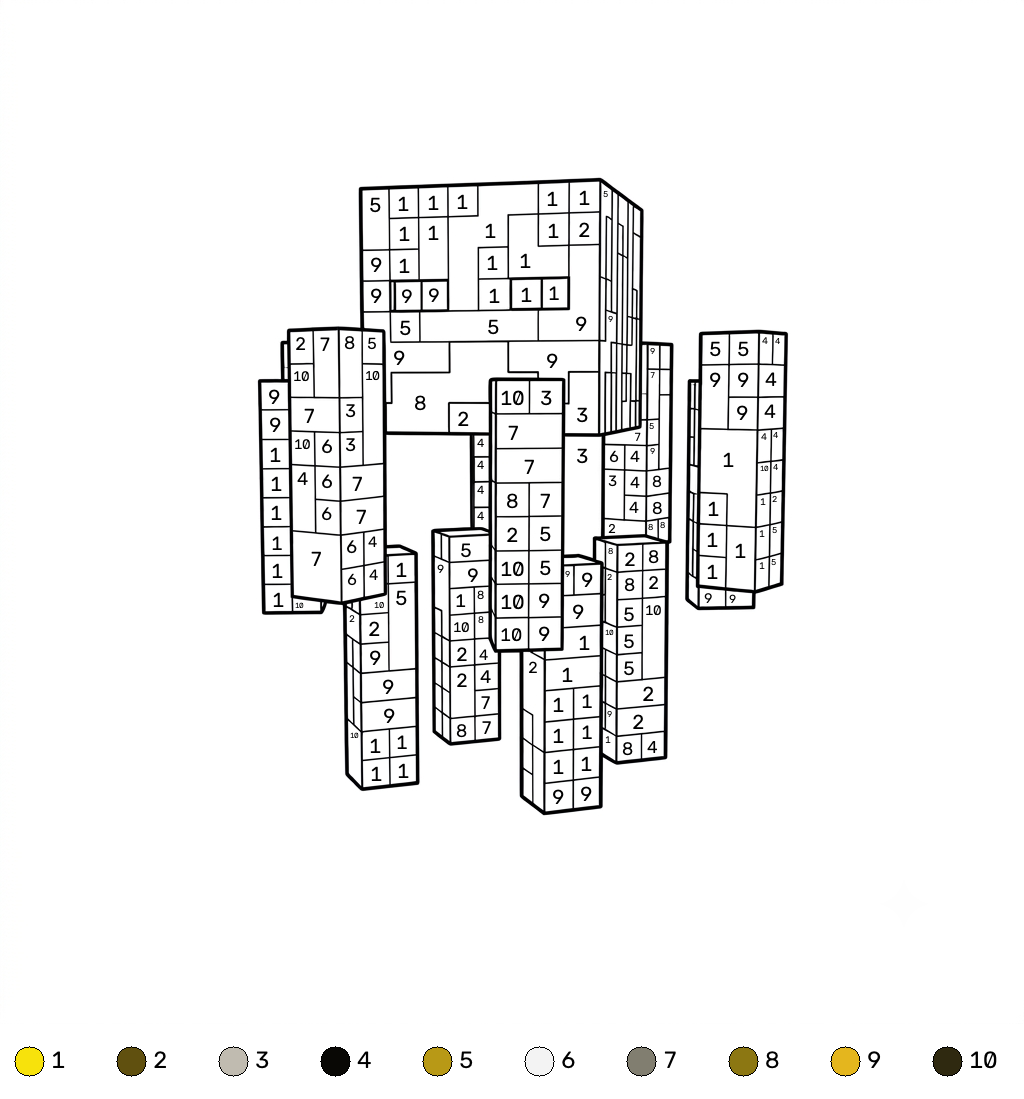 Blaze Minecraft coloring by numbers páginas para colorear fáciles