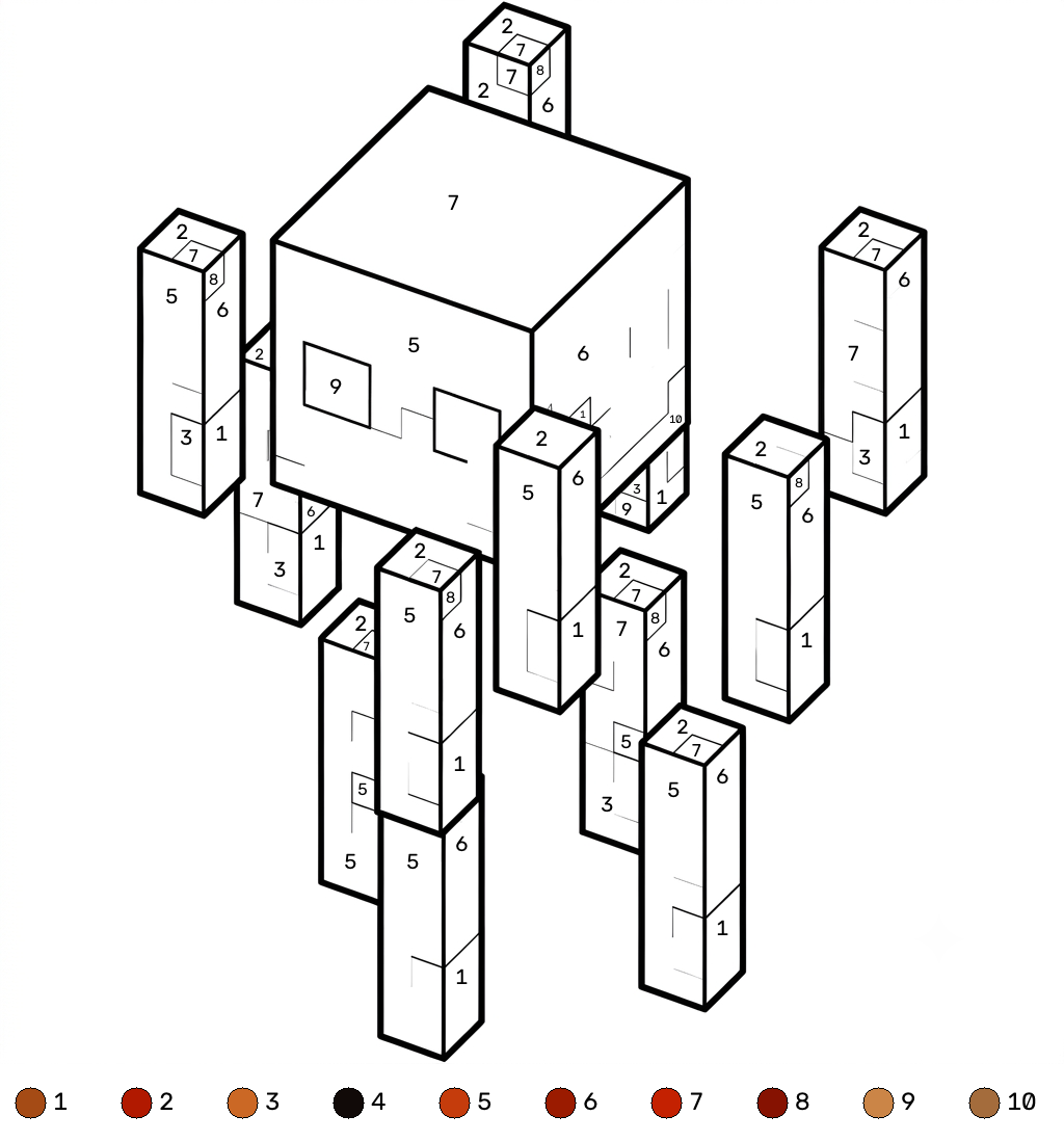páginas para colorear detalladas de Blaze Minecraft coloring by numbers