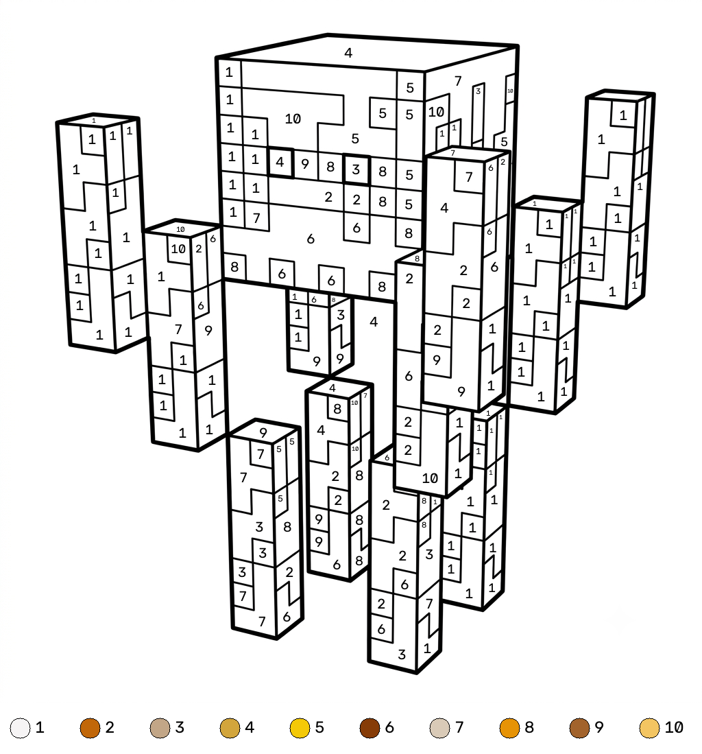 páginas para colorear para adultos Blaze Minecraft coloring by numbers