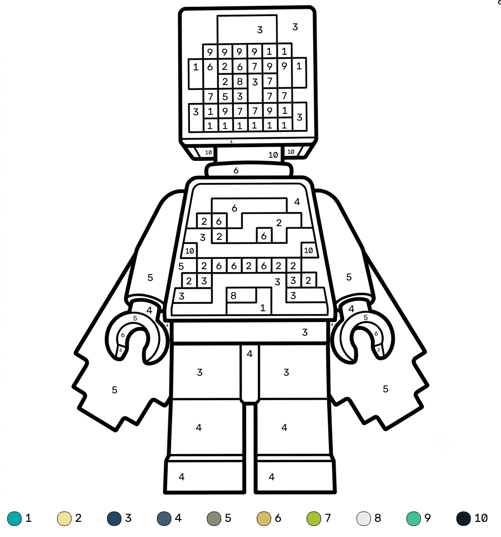 páginas para colorear imprimibles Ender Knight Minecraft coloring by numbers 1