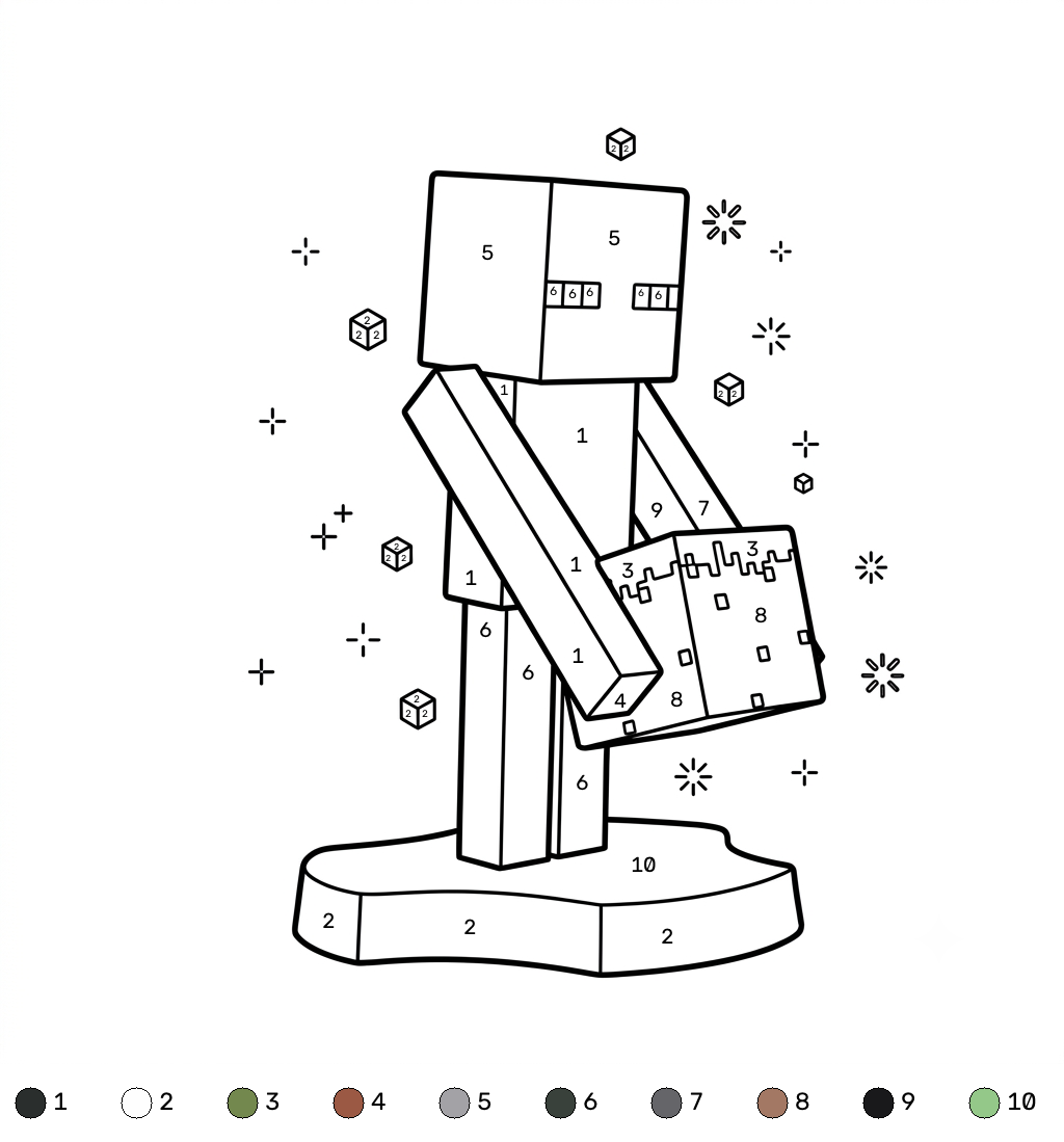 Enderman Minecraft 20 páginas para colorear kawaii lindas Enderman Minecraft coloring by numbers